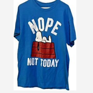 PEANUTS Snoopy T-Shirt "Nope Not Today" Men's Size L (42-44) Blue With Graphics